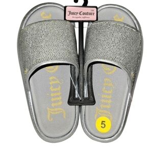 Juicy Couture Silver Waves Bling Platform Slides Sandals Size 5